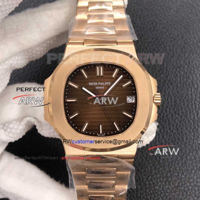 Swiss Replica Patek Philippe 5711 Nautilus Brown Dial Rose Gold Watch